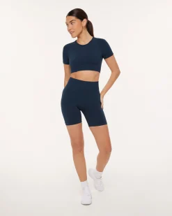 PAVOI Short & Long Sleeve Tops|High Support Bras-Seamless High-Support Short Sleeve Workout Crop Top