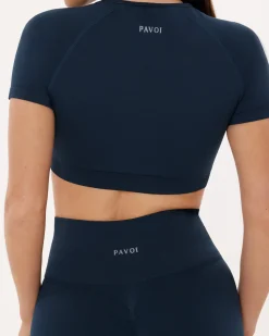 PAVOI Short & Long Sleeve Tops|High Support Bras-Seamless High-Support Short Sleeve Workout Crop Top