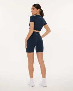 PAVOI Short & Long Sleeve Tops|High Support Bras-Seamless High-Support Short Sleeve Workout Crop Top
