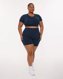 PAVOI Short & Long Sleeve Tops|High Support Bras-Seamless High-Support Short Sleeve Workout Crop Top