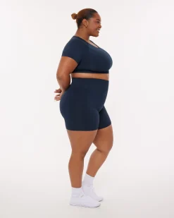 PAVOI Short & Long Sleeve Tops|High Support Bras-Seamless High-Support Short Sleeve Workout Crop Top