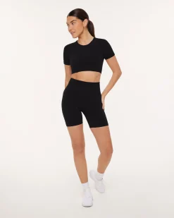 PAVOI Short & Long Sleeve Tops|High Support Bras-Seamless High-Support Short Sleeve Workout Crop Top