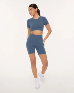 PAVOI Short & Long Sleeve Tops|High Support Bras-Seamless High-Support Short Sleeve Workout Crop Top