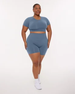 PAVOI Short & Long Sleeve Tops|High Support Bras-Seamless High-Support Short Sleeve Workout Crop Top