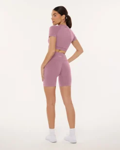 PAVOI Short & Long Sleeve Tops|High Support Bras-Seamless High-Support Short Sleeve Workout Crop Top