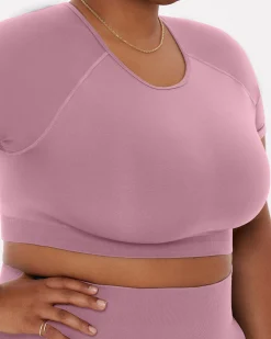 PAVOI Short & Long Sleeve Tops|High Support Bras-Seamless High-Support Short Sleeve Workout Crop Top