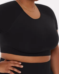 PAVOI Short & Long Sleeve Tops|High Support Bras-Seamless High-Support Short Sleeve Workout Crop Top