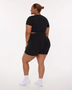 PAVOI Short & Long Sleeve Tops|High Support Bras-Seamless High-Support Short Sleeve Workout Crop Top