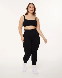 PAVOI Full Length-Seamless Ribbed Full-Length High-Waisted Leggings