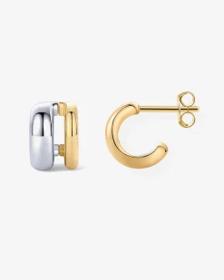 PAVOI Huggies-Seeing Double Two-Tone Hoops