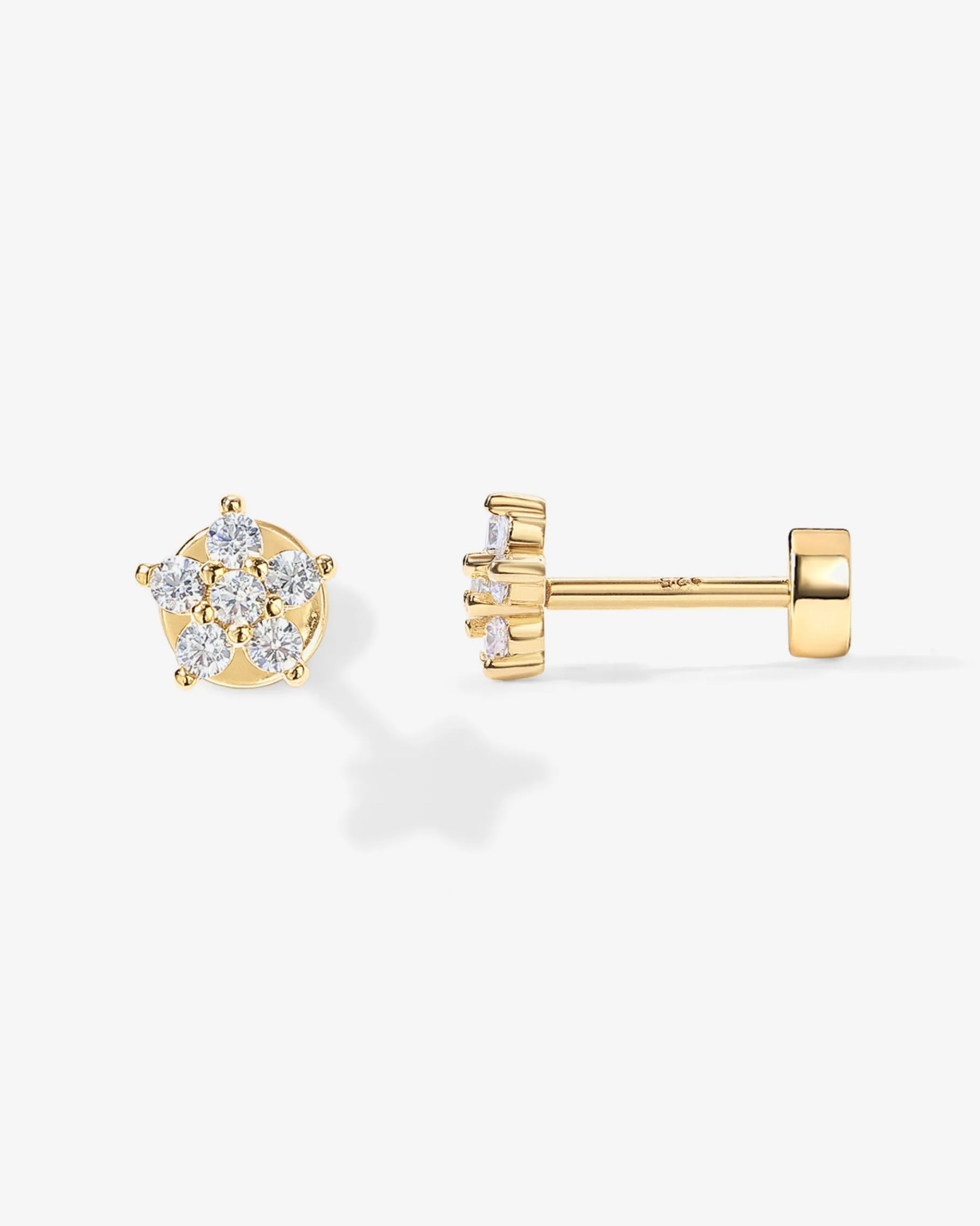 PAVOI Flat Backs|Studs-Shinny Flower Stud Screw Back Earrings