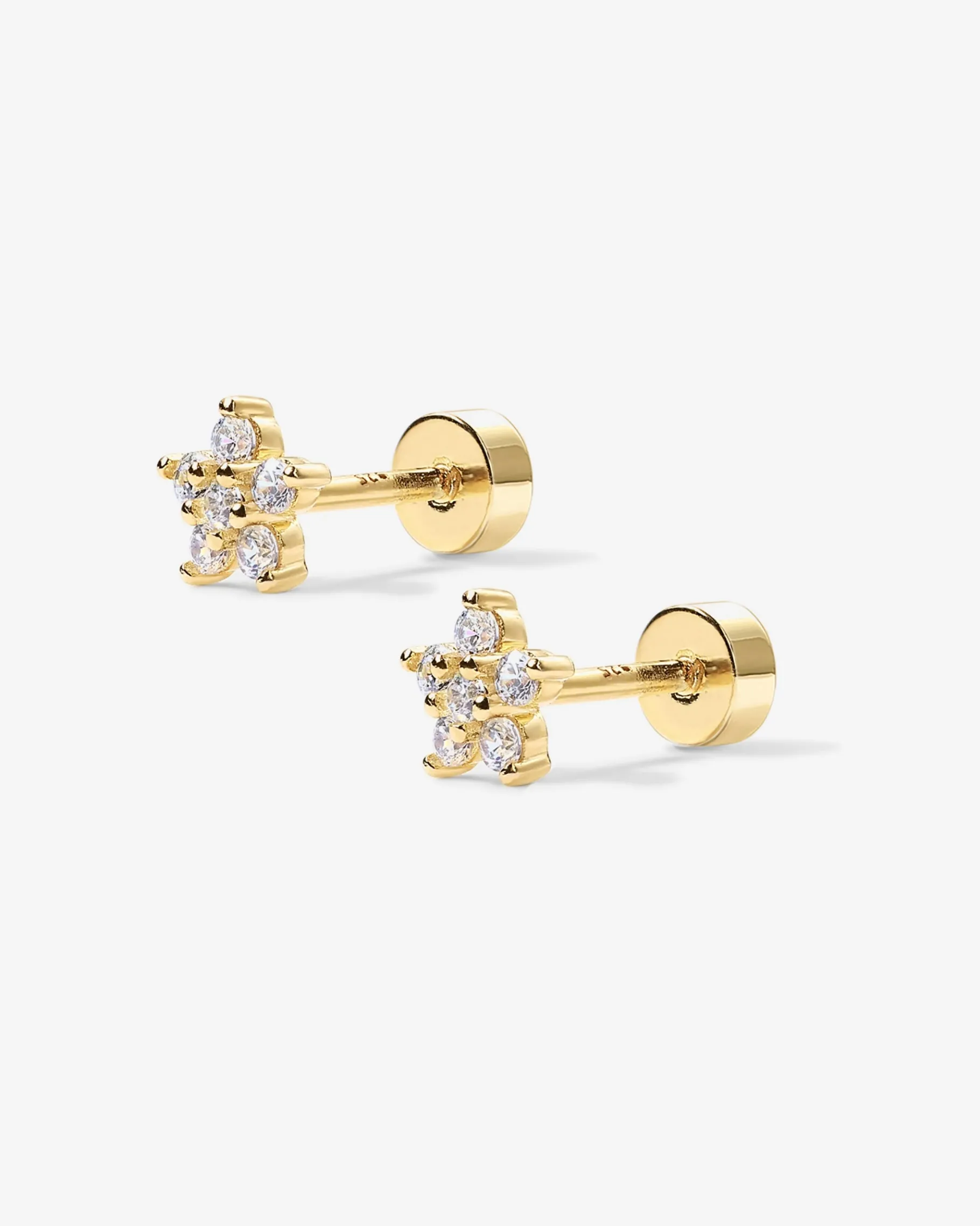 PAVOI Flat Backs|Studs-Shinny Flower Stud Screw Back Earrings