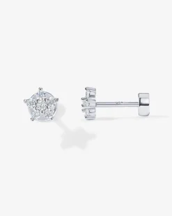 PAVOI Flat Backs|Studs-Shinny Flower Stud Screw Back Earrings