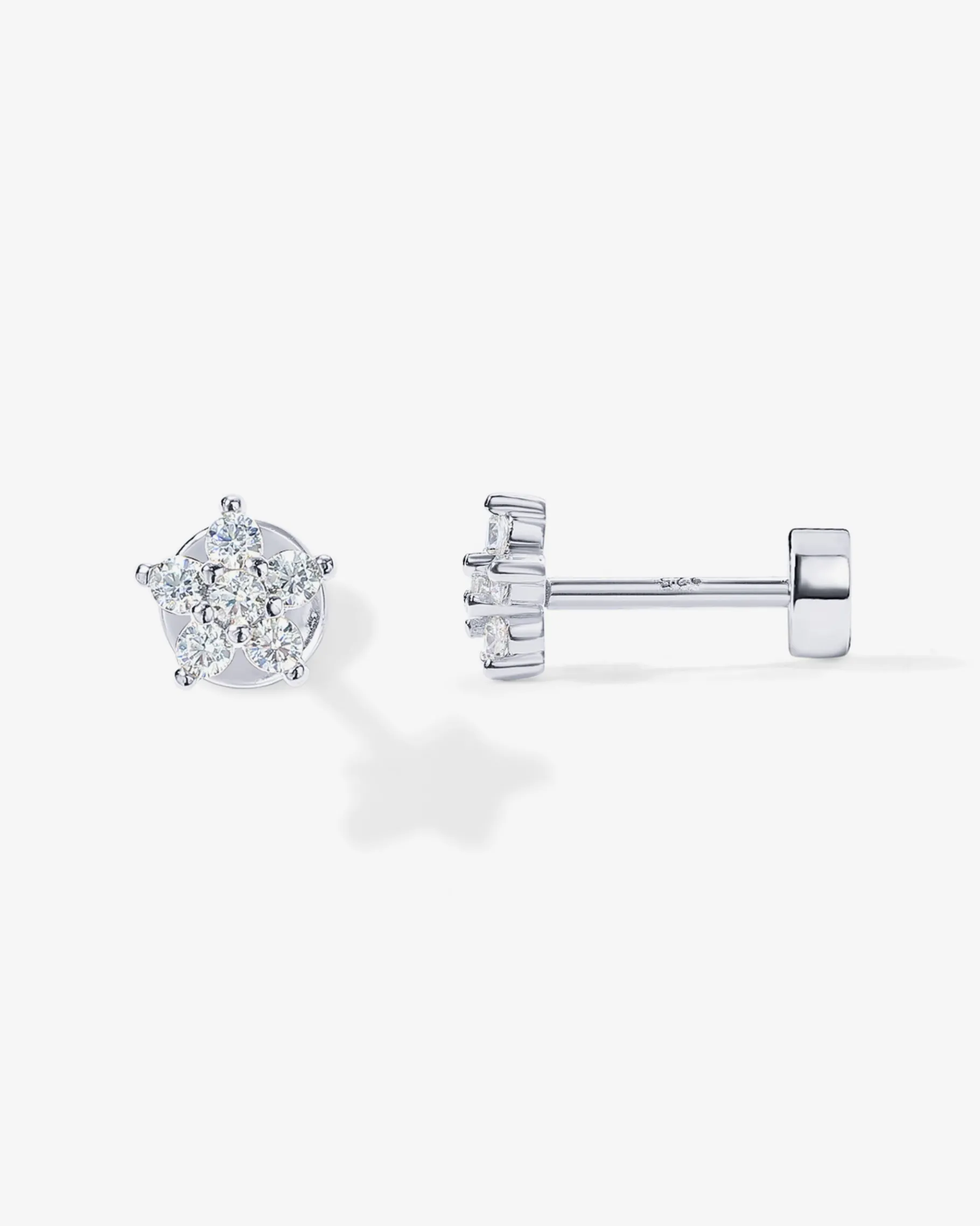 PAVOI Flat Backs|Studs-Shinny Flower Stud Screw Back Earrings
