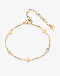 PAVOI Chain-Simulated Diamond Cross Station Chain Bracelet