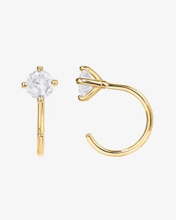 PAVOI Huggies-Solitaire Half Hoop Huggie