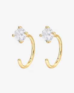 PAVOI Huggies-Solitaire Half Hoop Huggie