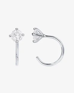 PAVOI Huggies-Solitaire Half Hoop Huggie