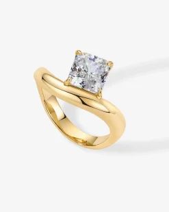 PAVOI Statement|Statement-Square Cubic Zirconia Solitaire Wavy Ring