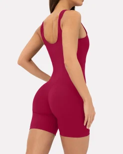 PAVOI Rompers|Onesies-Square Neck 5" One Piece Workout Romper
