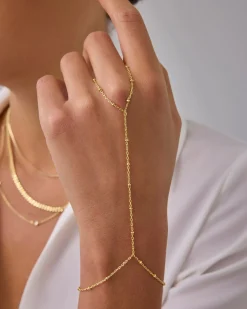 PAVOI Hand Chains-Stay Gold Beaded Hand Chain