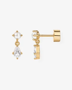 PAVOI Dangle & Threader|Flat Backs-Stone and Pearl Dangle Screwbacks