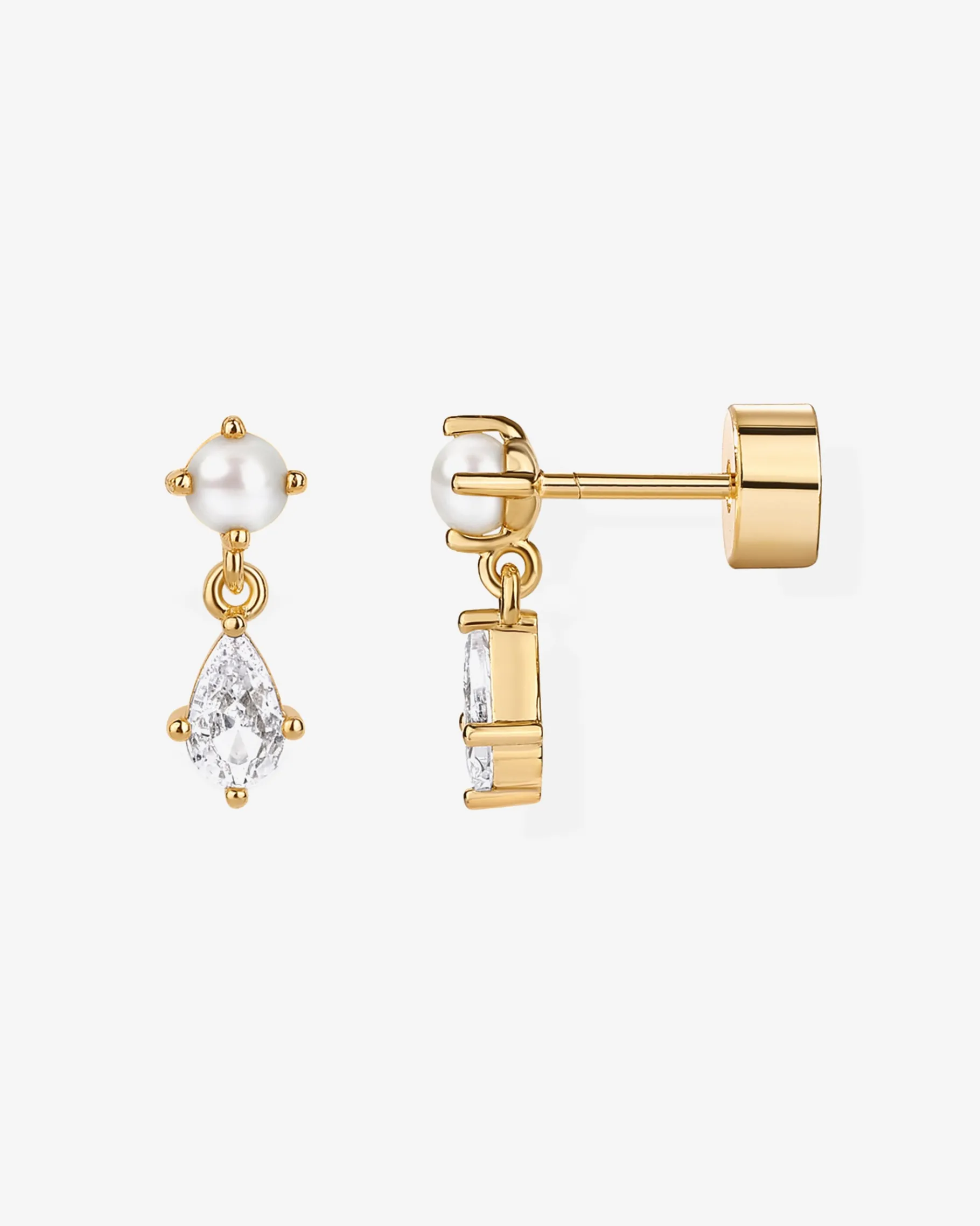 PAVOI Dangle & Threader|Flat Backs-Stone and Pearl Dangle Screwbacks