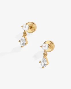 PAVOI Dangle & Threader|Flat Backs-Stone and Pearl Dangle Screwbacks