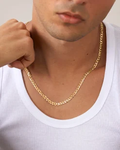 PAVOI Italian Chains|Chains-Thick Super Flat Curb Link Chain Necklace