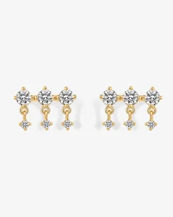 PAVOI Crawlers|Studs-Triple Dangle No Piercing Earrings