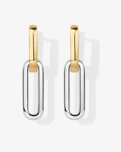 PAVOI Huggies-Two-Toned Link Chain Earrings
