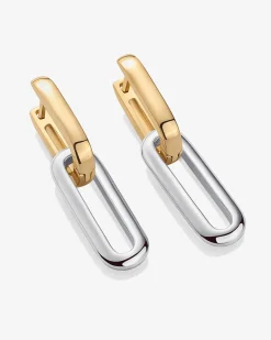 PAVOI Huggies-Two-Toned Link Chain Earrings