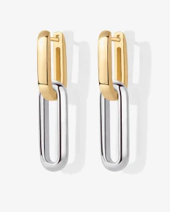 PAVOI Huggies-Two-Toned Link Chain Earrings