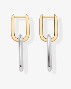 PAVOI Huggies-Two-Toned Link Chain Earrings
