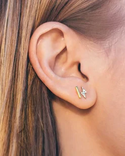 PAVOI Vermeil Earrings-Vermeil Bar Studs