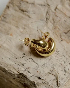 PAVOI Vermeil Earrings-Vermeil Domed Huggies