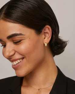 PAVOI Vermeil Earrings-Vermeil Domed Huggies