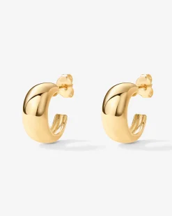 PAVOI Vermeil Earrings-Vermeil Domed Huggies