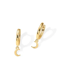 PAVOI Vermeil Earrings-Vermeil Drop Moon Huggies