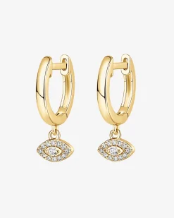 PAVOI Vermeil Earrings-Vermeil Evil Eye Huggies