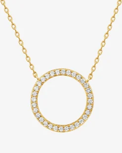 PAVOI Vermeil Necklaces-Vermeil Open Circle Pendant Necklace