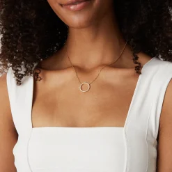 PAVOI Vermeil Necklaces-Vermeil Open Circle Pendant Necklace