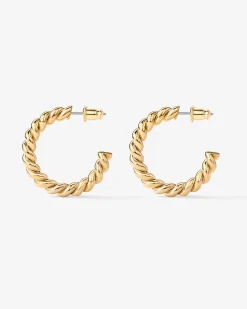 PAVOI Vermeil Earrings-Vermeil Rope Hoops