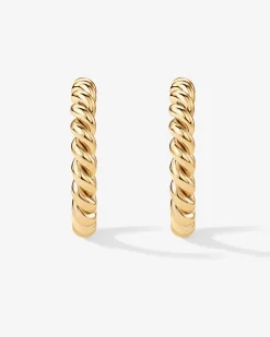 PAVOI Vermeil Earrings-Vermeil Rope Hoops