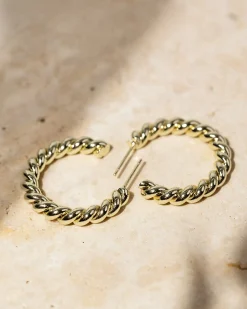 PAVOI Vermeil Earrings-Vermeil Rope Hoops