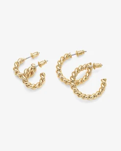 PAVOI Vermeil Earrings-Vermeil Rope Hoops