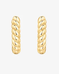 PAVOI Vermeil Earrings-Vermeil Twisted Baguette Huggies