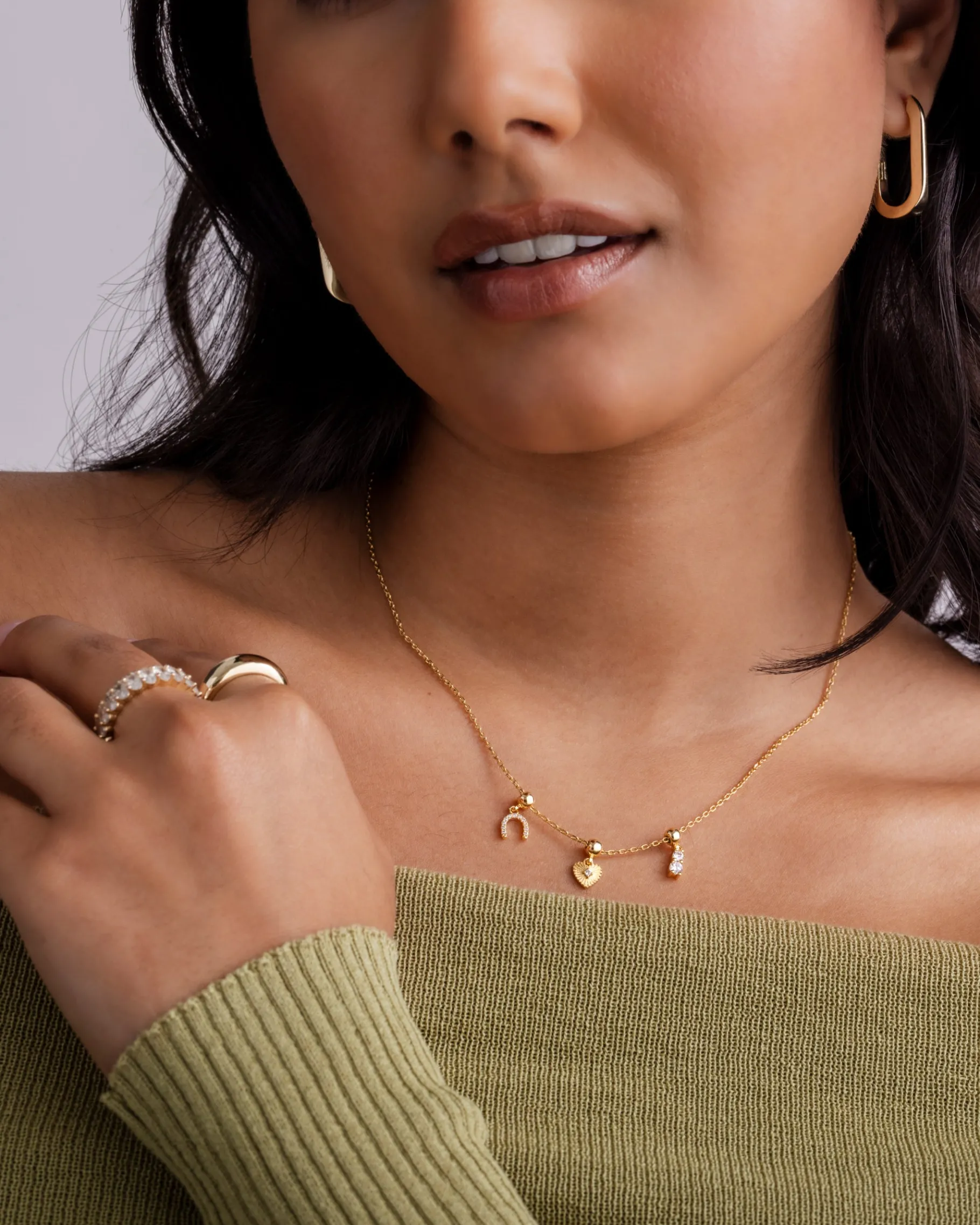 PAVOI Charms|Pendants-Whimsy Horseshoe Charm Necklace